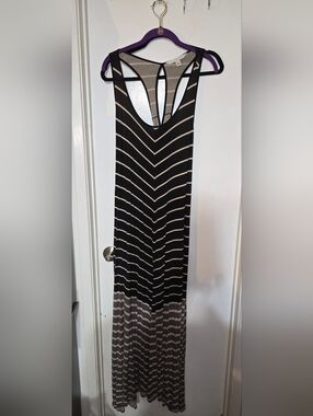 LC Lauren Conrad Black and Cream Striped Maxi Dress Size XL